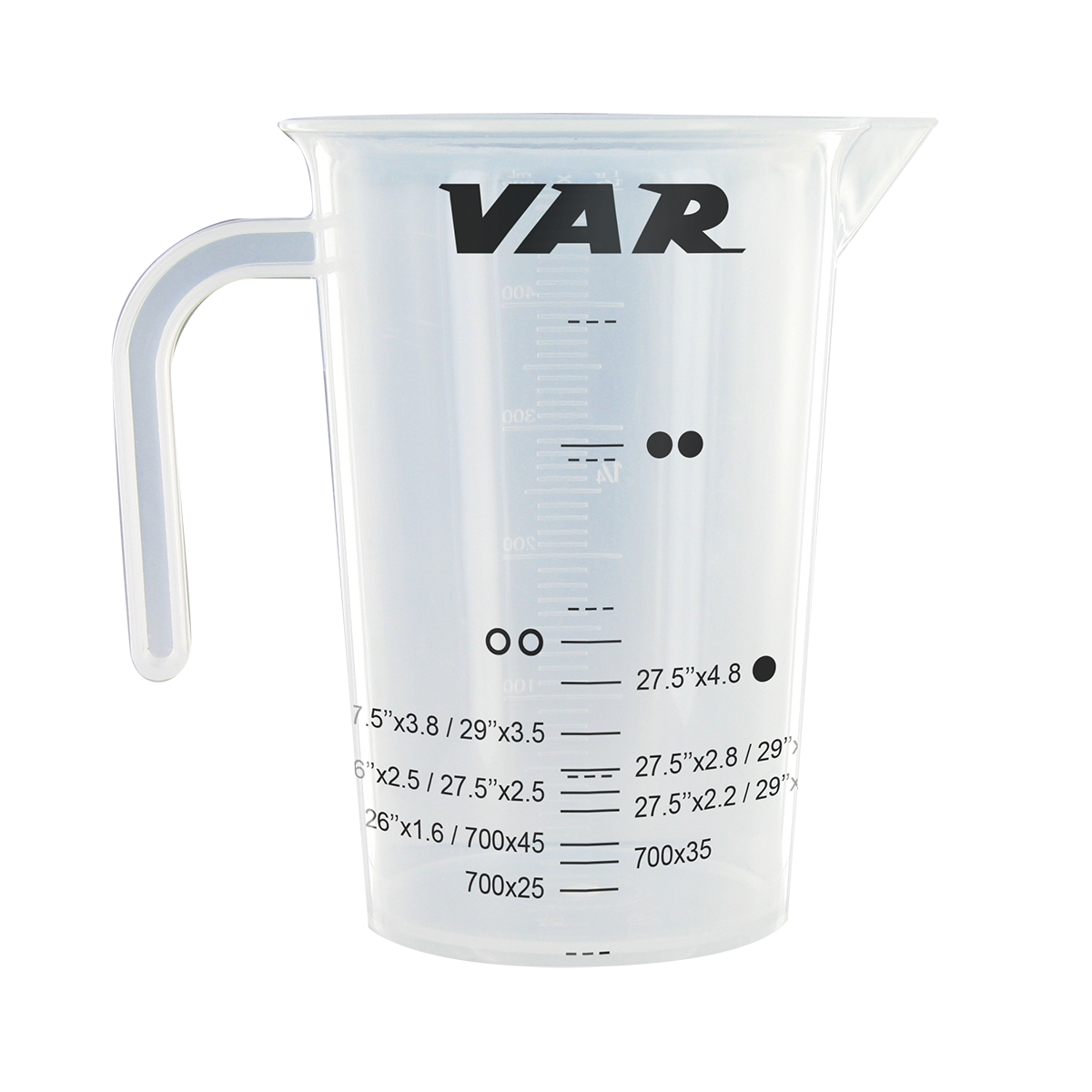 Graduated beaker for tyre sealant