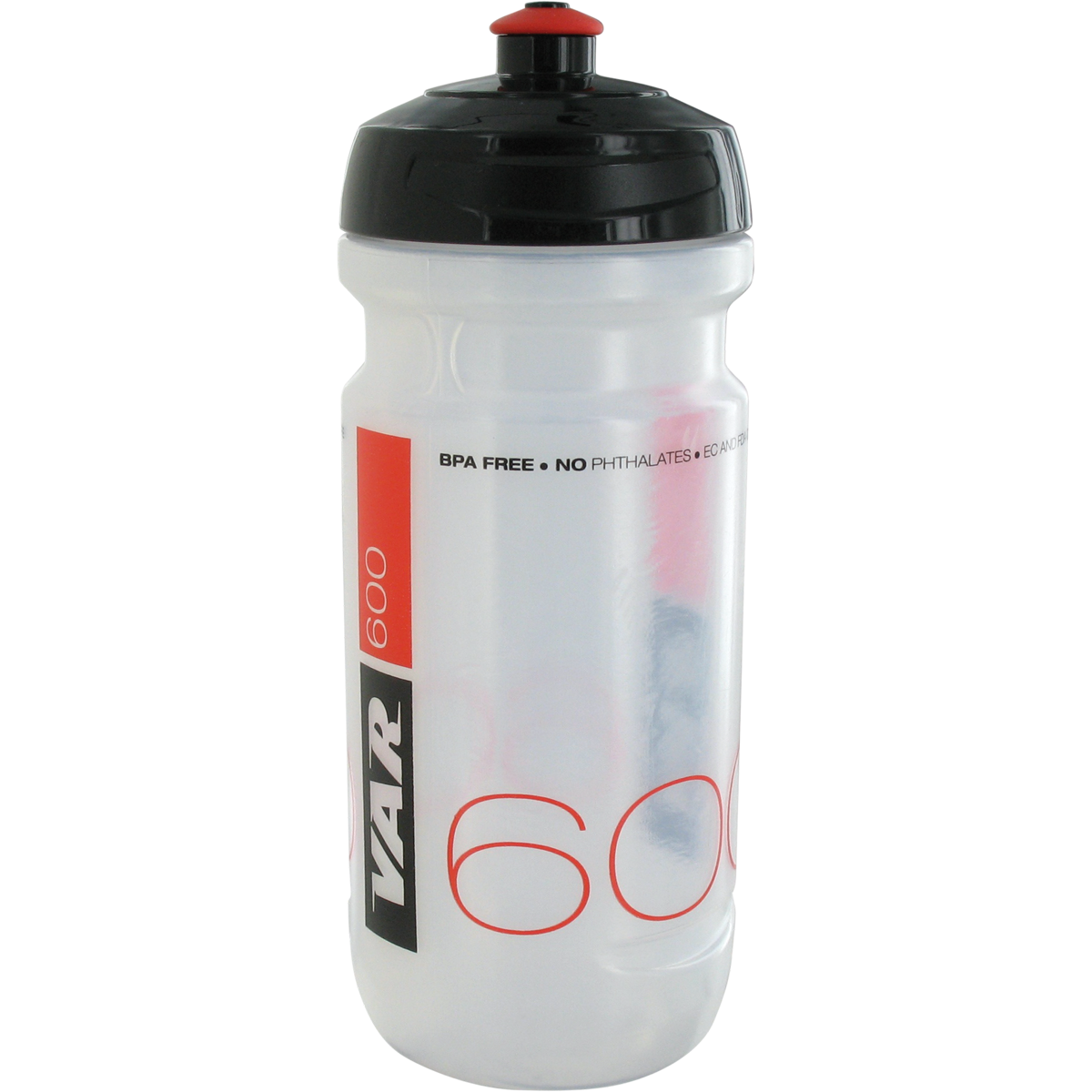 600ml translucent water bottle - black & red