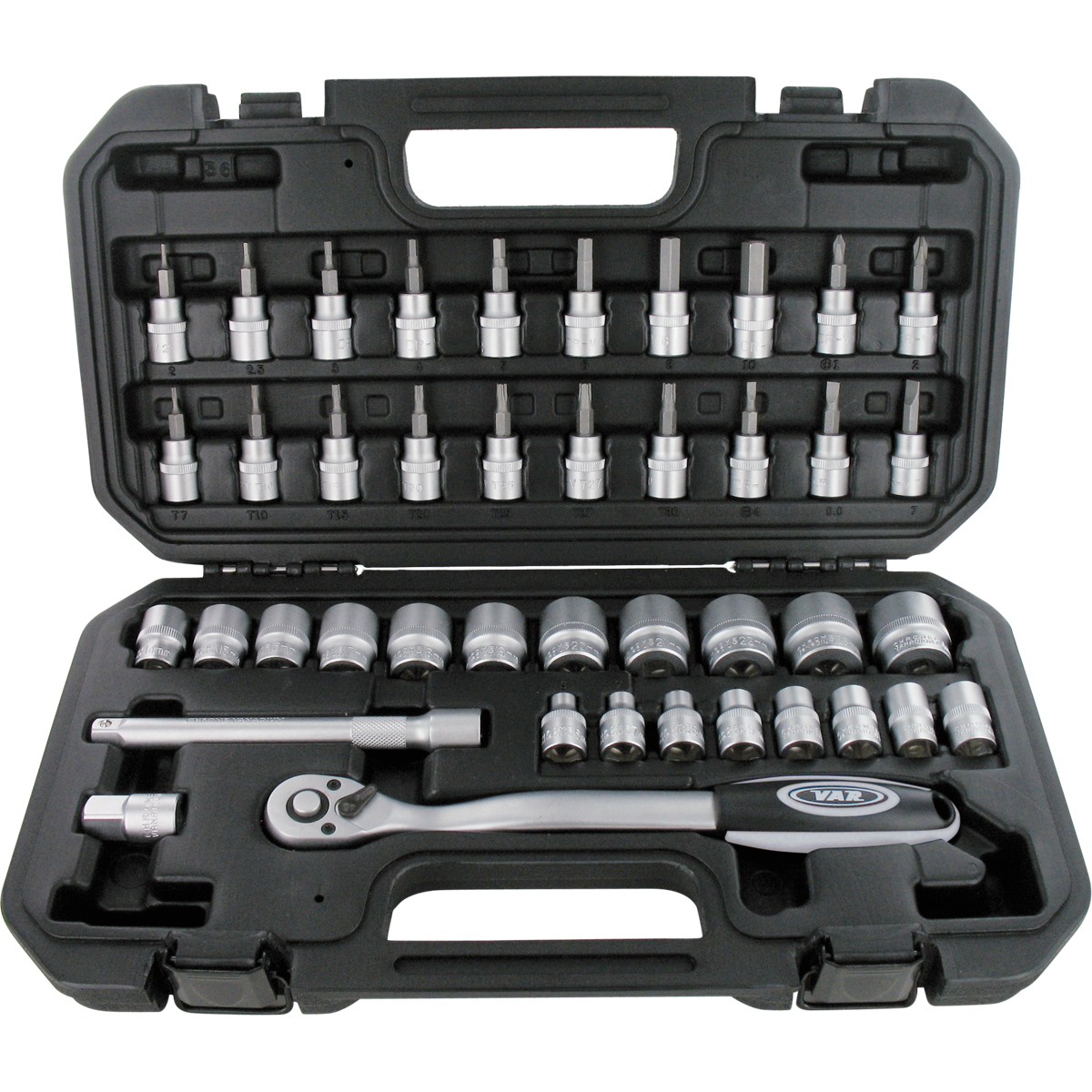 3/8" square ratchet wrench and socket set