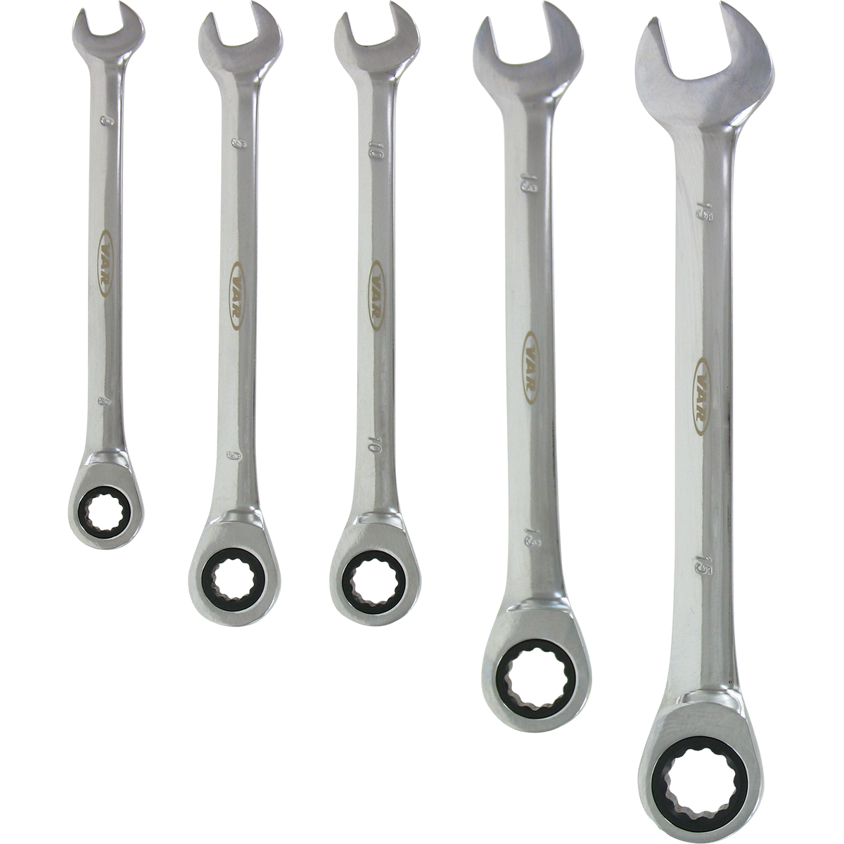 Set of 5 ratchet combination wrenches