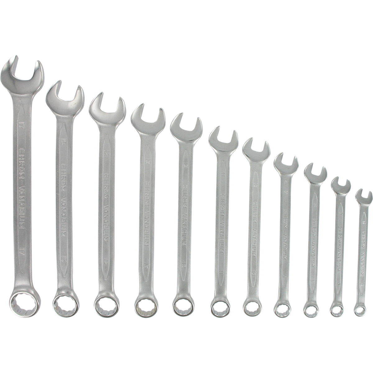 Set of 11 combination wrenches